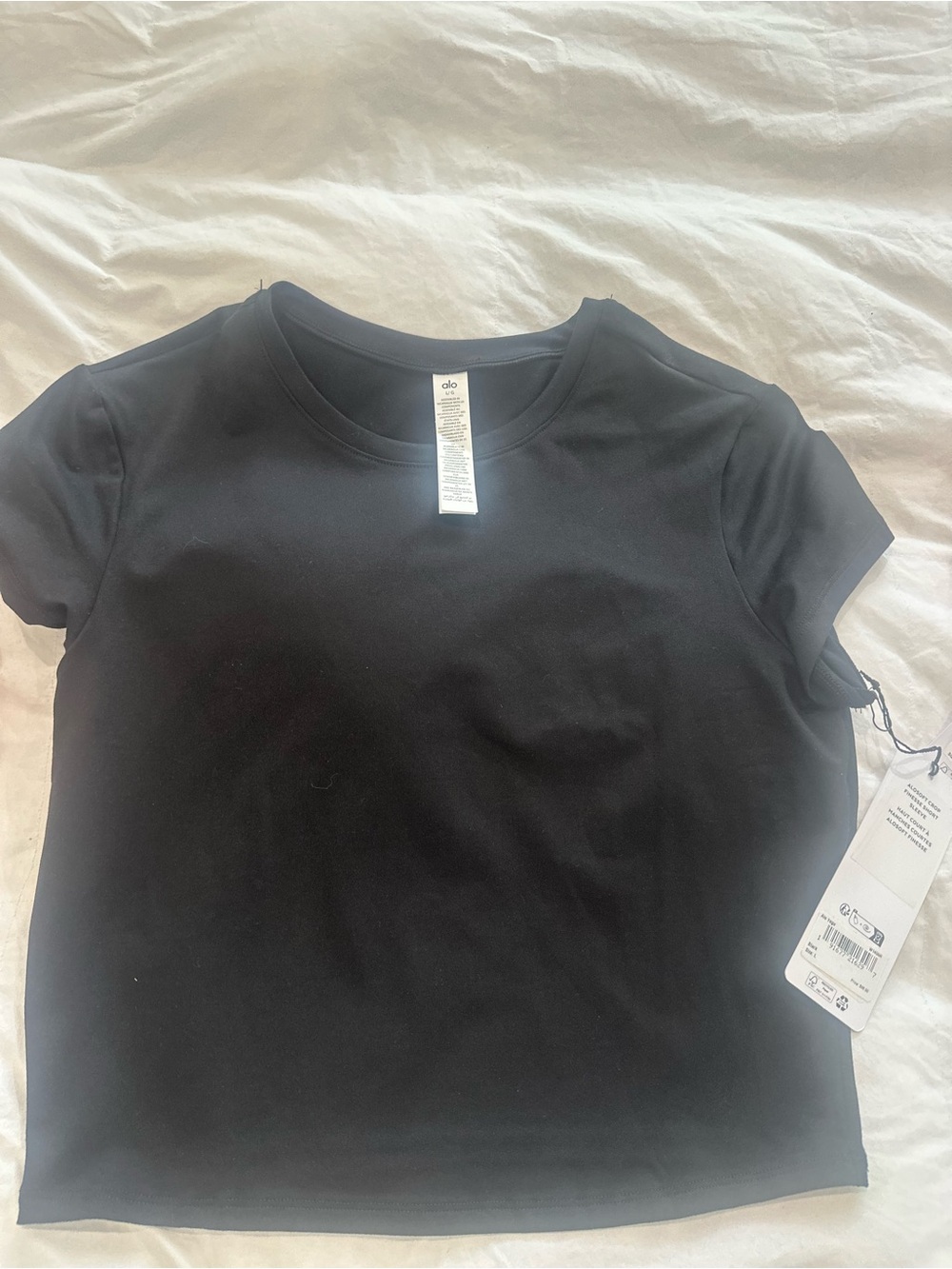 ALO Yoga Black Short-Sleeve Crewneck Tee